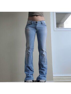 Salsa Jeans 1994 Ice Blue Low Rise Distressed Bootcut Denim (28)